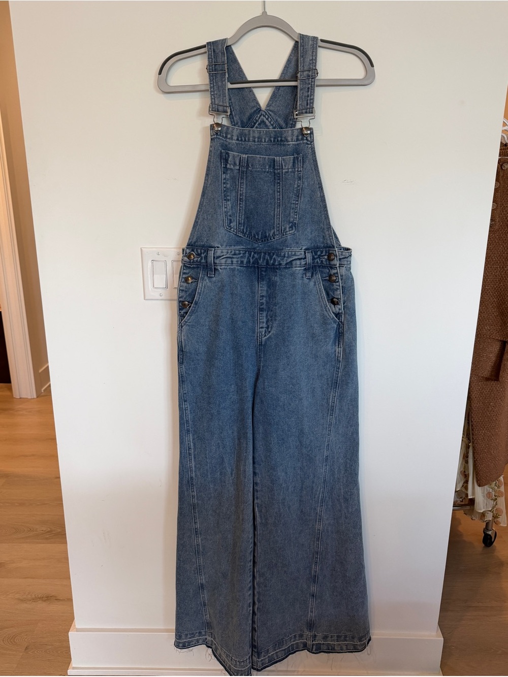 Listicle Wide-Leg Denim Overalls - Size Large